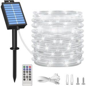 Solar Rope Lights 39FT Waterproof LED Outdoor String Lights for Patio Garden